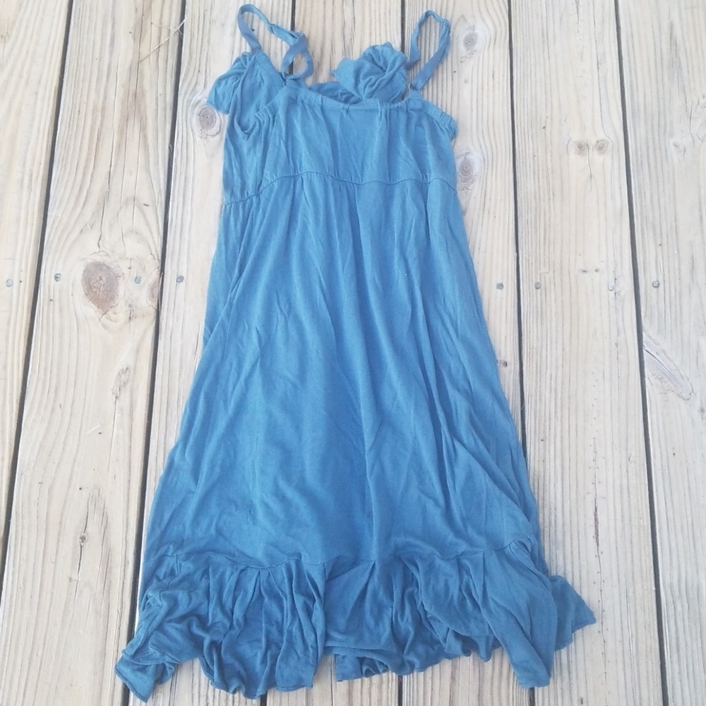 SALE Blue gray ruffled adjustable strap dress - Picture 2 of 2